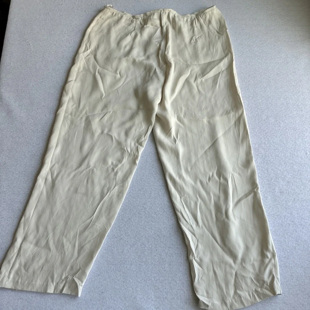 Eileen Fisher Silk Georgette Crepe Pants Womens XL Luxe Trouser Wide Leg *FLAW*